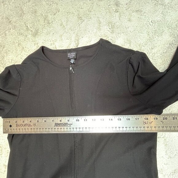 Eileen Fisher Women's Zip-Front Jacket Size PM Black Relaxed Fit Lightweight - Picture 7 of 8